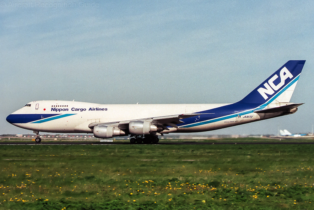 The newly built Boeing 747-200F is characterised by the lack of cabin windows (and no metal plugs either) and just two cabin doors on both sides, at the front and rear. Image