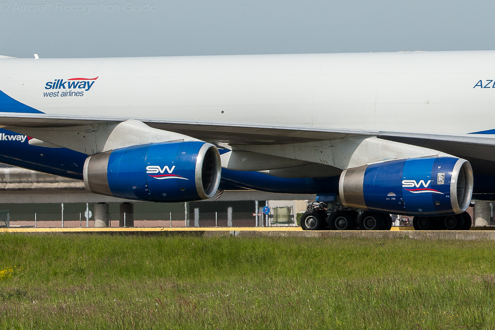 The Rolls-Royce powered Boeing 747-400s are easiest to recognise, because the nacelles have a combined core and fan exhaust. Image