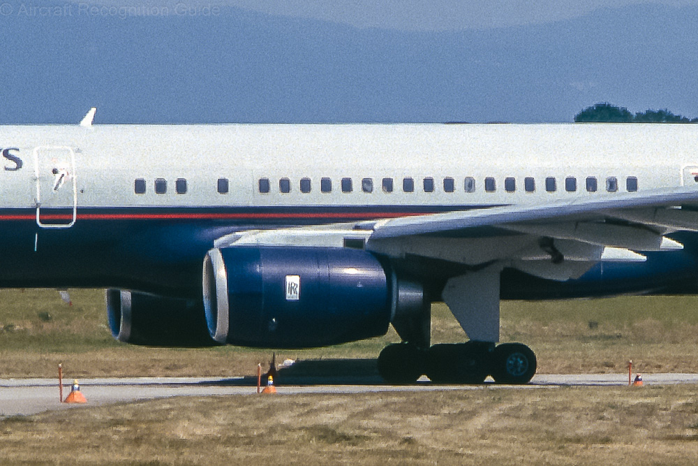 Originally, all 757s had RB211-535C engines, recognised by the short core exhaust. Image