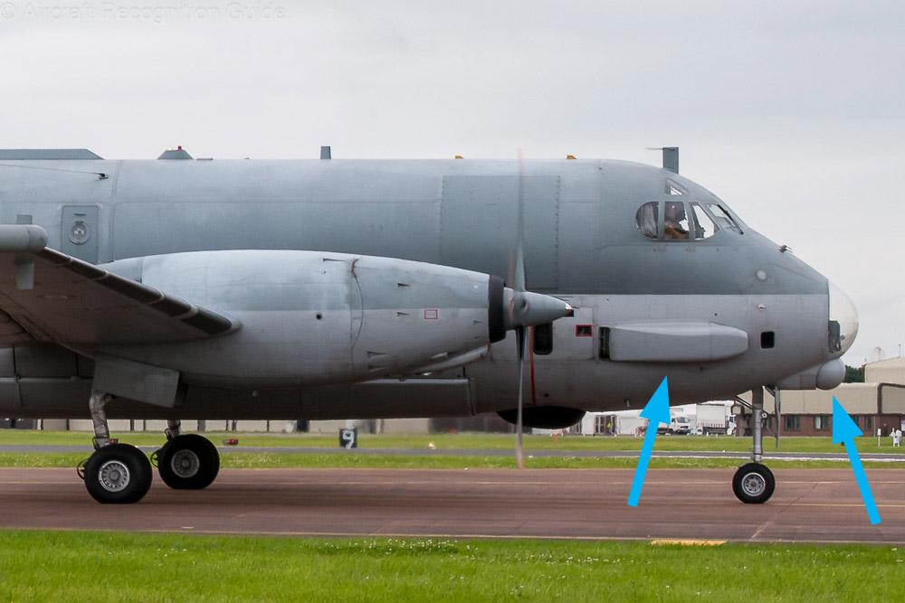 New on the Atlantique 2 are the FLIR under the glass nose and larger cooling intakes at the side of the nose. Image