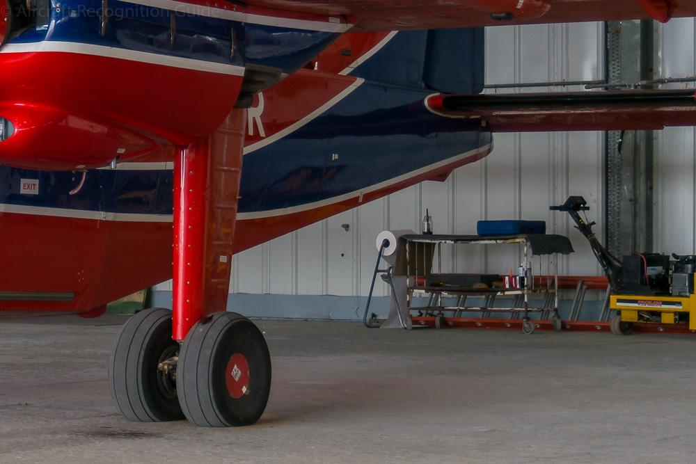The two wheel fixed main landing gear, attached to the wings with long struts, is the main recognition point of the BN-2. Image