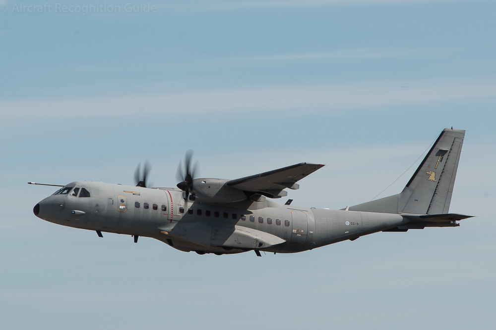 The basic C-295M has no winglets and no radomes or other bulges. Image