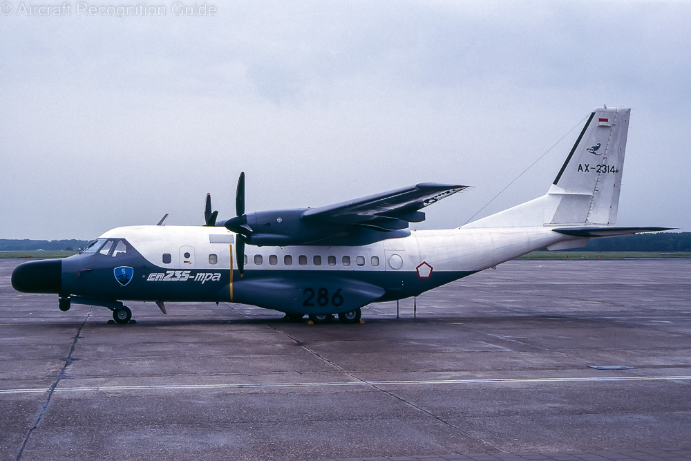 The CN-235MPA is the maritime patrol version of the CN-235. It can be recognised by bulges in the nose an/dor under the forward fuselage. Image