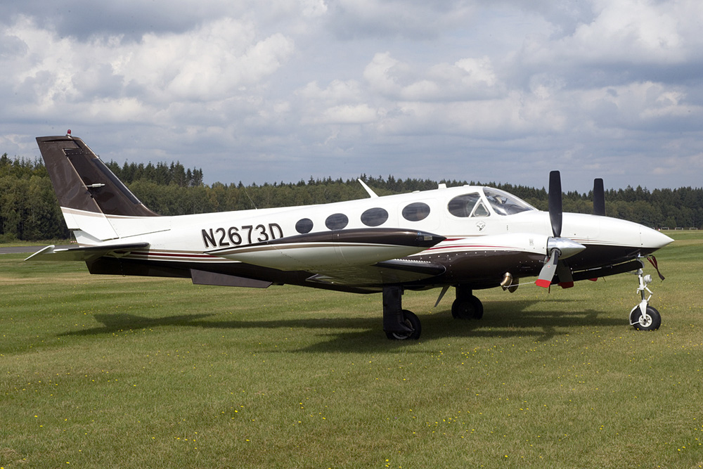 The Silver Eagle 340 has two turboprop engines with double exhausts at the bottom of the nacelles. Also note the two ventral fins. (photo: Joop de Groot) Image