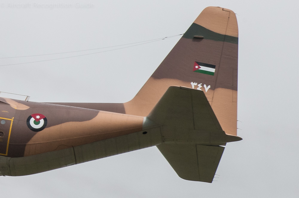 The rear fuselage is strongly swept up and ends with a large, trapezium shaped vertical stabiliser with a small dorsal fin. Image