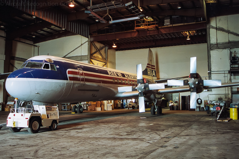 Reeve Aleutian Airways was once the operator of this L-188PF. As you can see it has a cargo door but also cabin windows at the back. Image