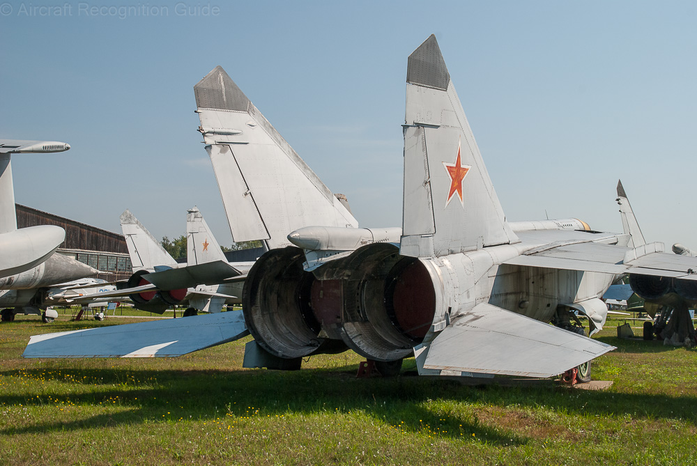 Eventhough the engines of this MiG-25 have been removed you can still see that their diameter is quite large and the engines are as high as the height of the fuselage. Image