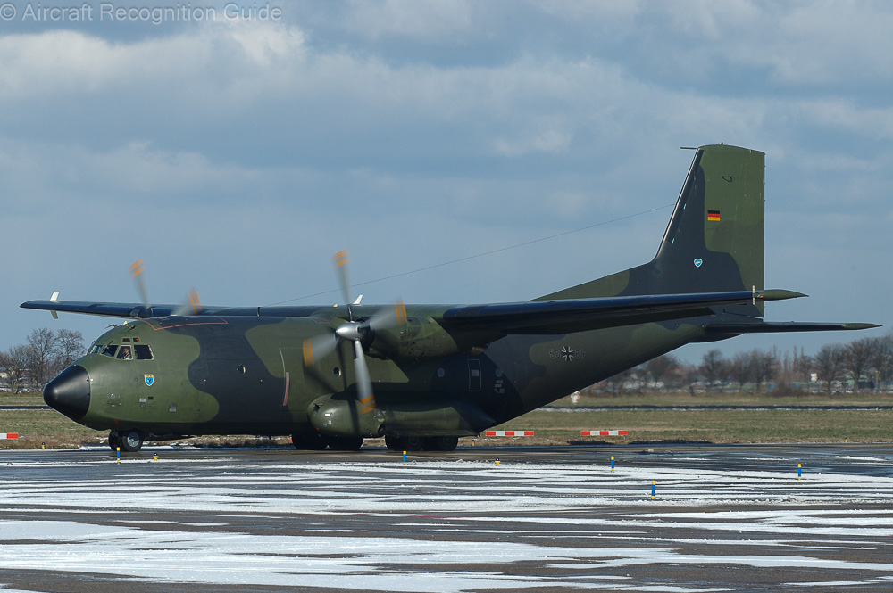All aircraft from the first production run look externally the same, like this C-160D of the German air force. Image