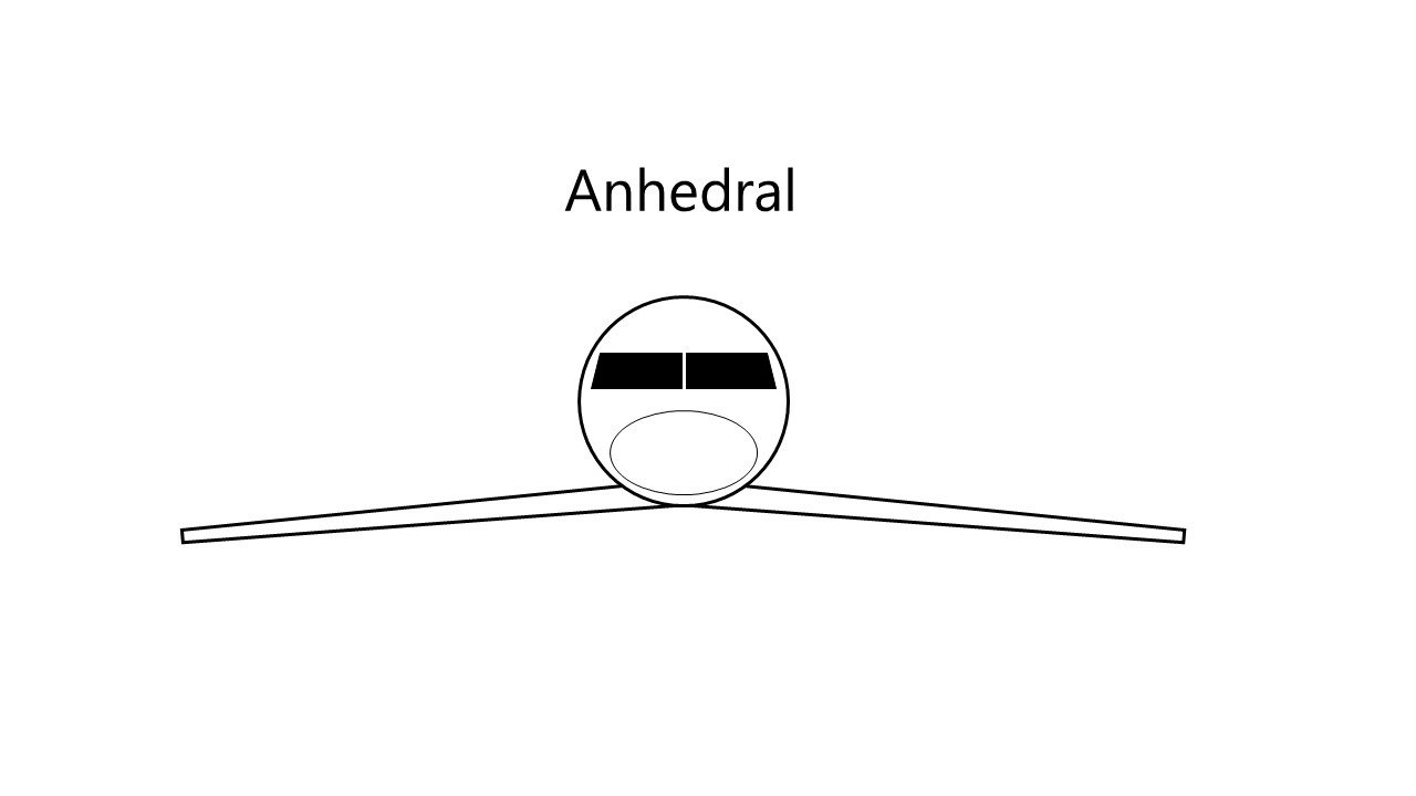 Anhedral wings hang down: the tips are lower than the roots. Image
