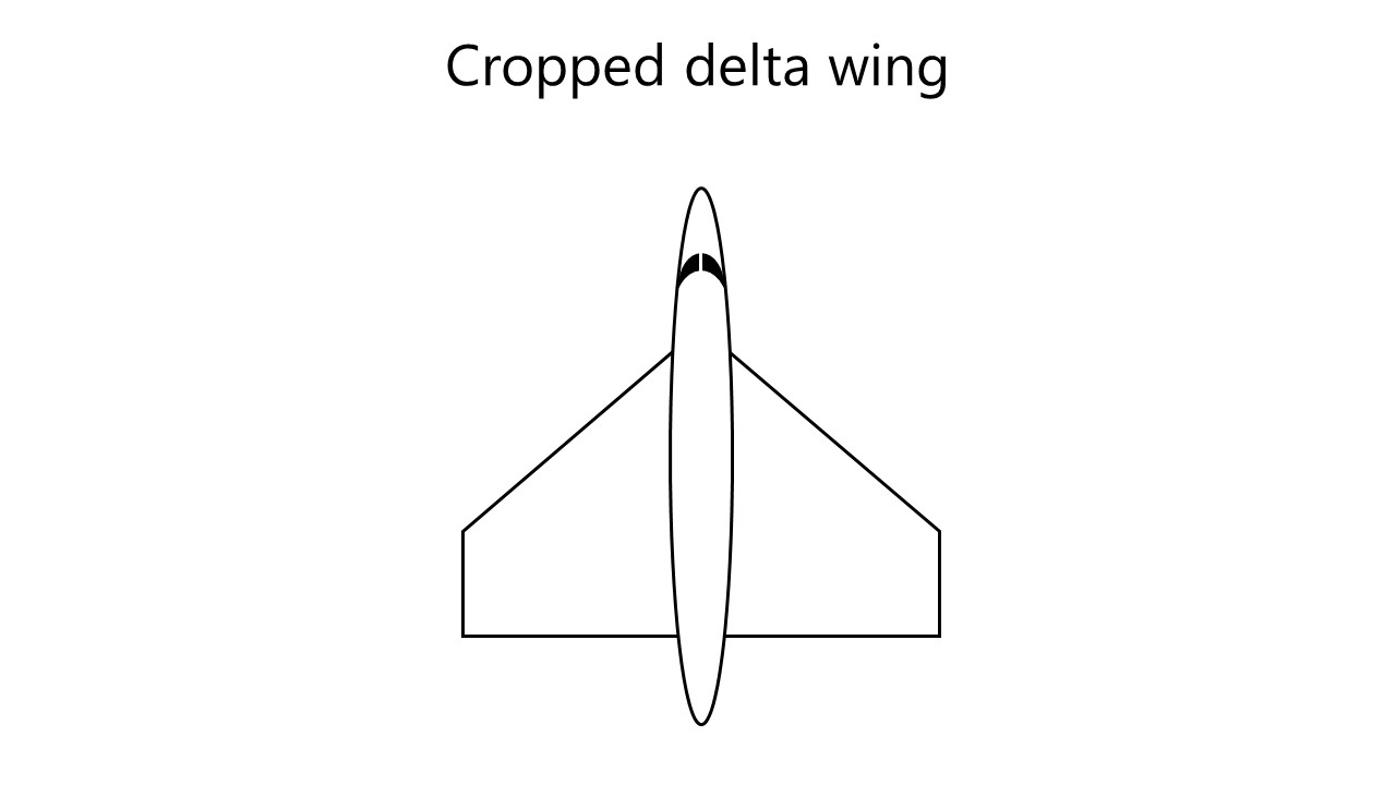 Cropped delta wings look like delta wings with blunt (cut off) tips. Image