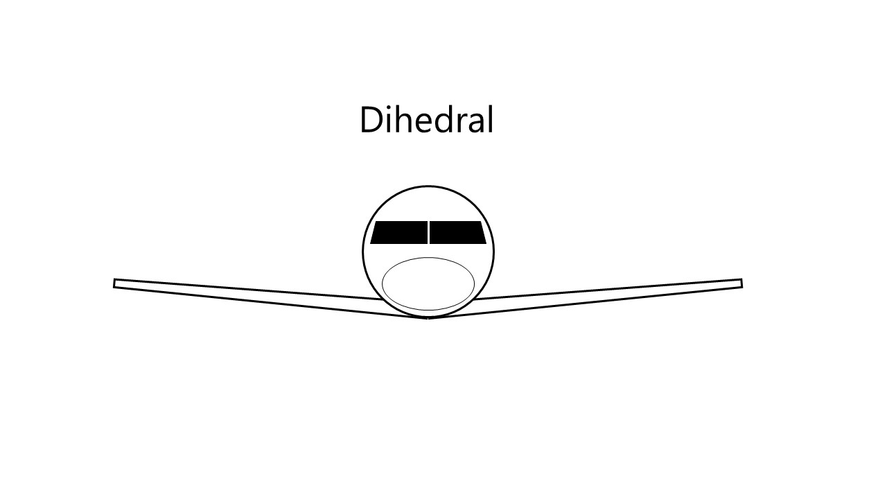 When wings have dihedral, they are in a V-shape. Image