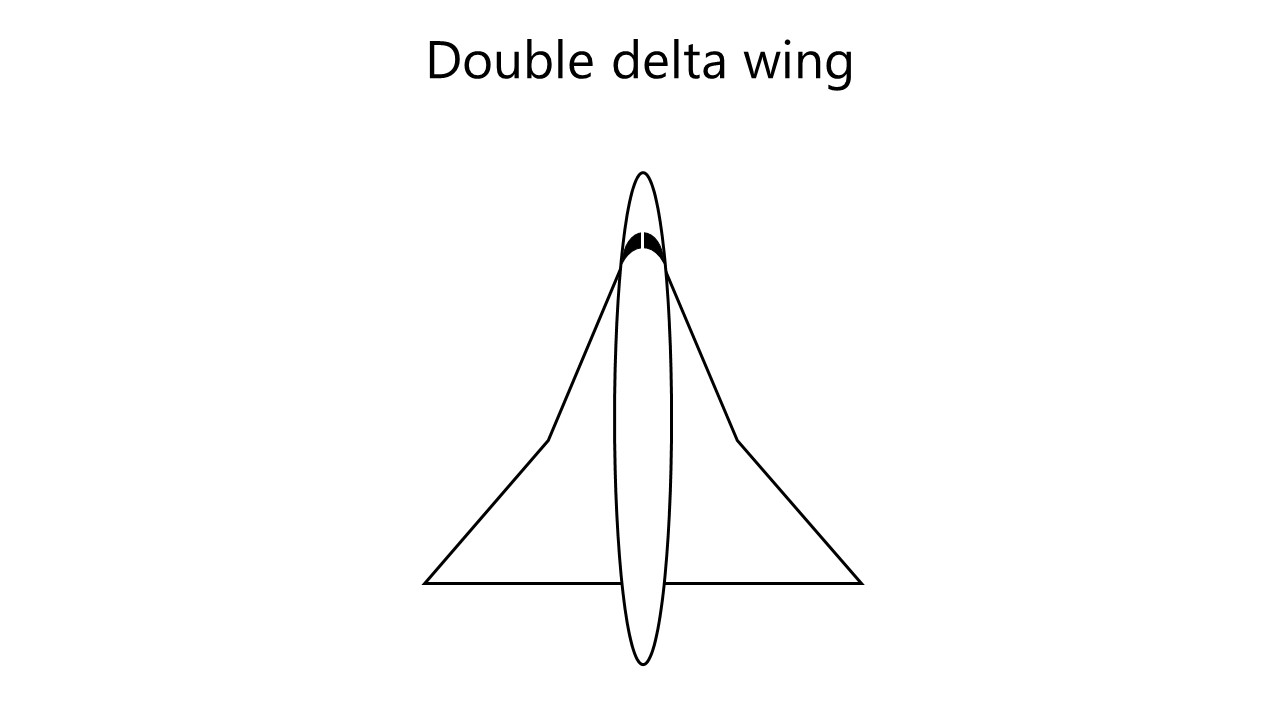 Compared to the true delta the double delta has different sweep angles on inner and outer wings. Image