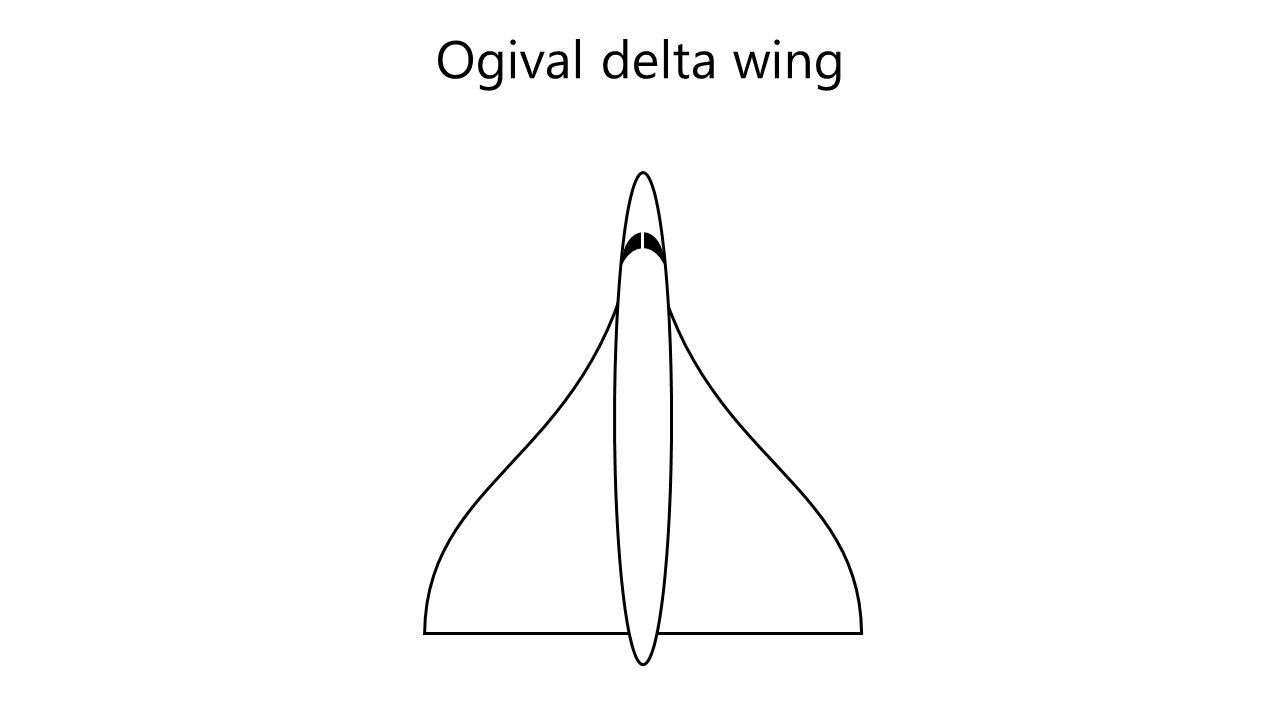 Delta wings with a curved leading edge, in an S-shape, are called ogival delta wings. Image